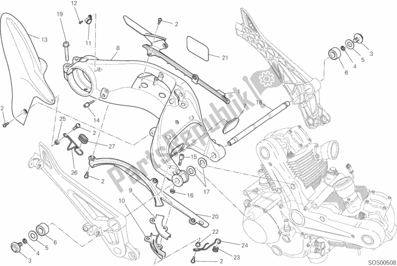 Tutte le parti per il Forcellone del Ducati Monster 796 ABS Thailand 2014